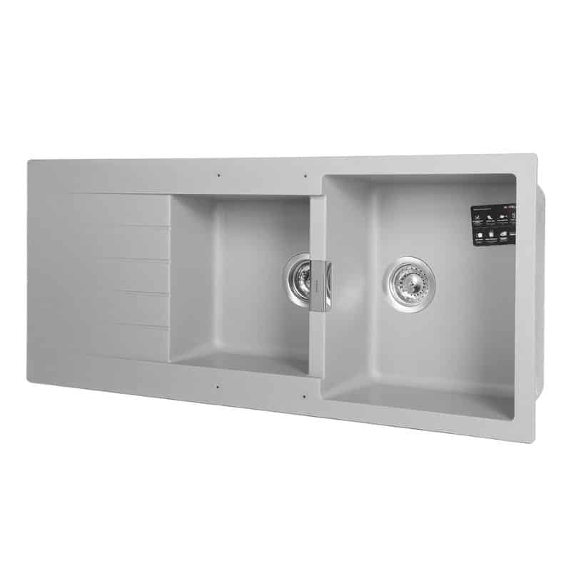 Mặt nghiêng Chậu rửa bát đá Hafele HS19-GED2S80 570.35.570 màu xám Chậu rửa bát đá Hafele HS19-GED2S80 570.35.570 màu xám