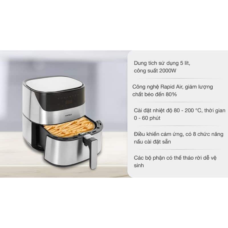 Tính năng nồi chiên không dầu 5L Hafele AF-T5A 535.43.712 Tính năng nồi chiên không dầu 5L Hafele AF-T5A 535.43.712