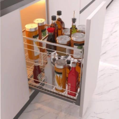 Ảnh thực tế bộ rổ dao thớt, chai lọ SONATA Cucina 549.20.014 Inox 304