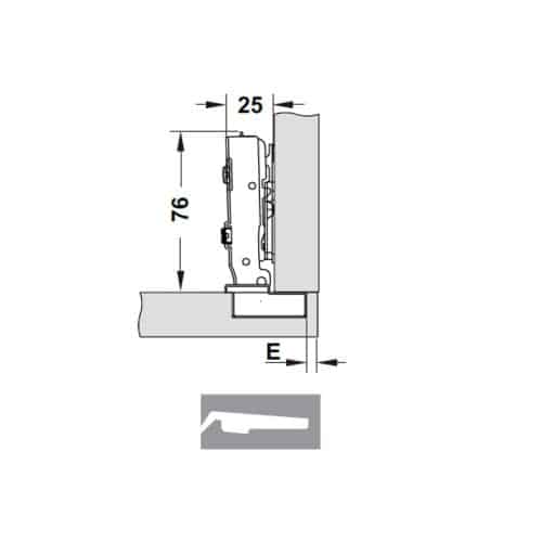 Kích thước bản lề legato trùm nửa cucina Hafele 334.00.065