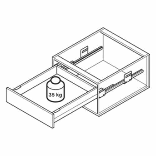 Sức chứa Bộ ngăn kéo Hafele 513.06.785 Matrix Box P35 VIS 16/92/1200/500mm trắng mờ