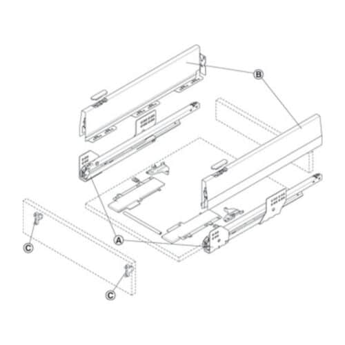 Lắp đặt Bộ ngăn kéo Hafele 513.31.315 Matrix Box P35 PTO SC 16/115/1200/500 mm