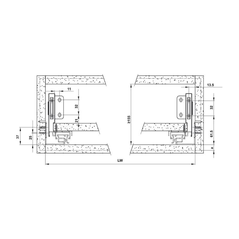 Lắp đặt ray hộp Hafele 552.35.745 Alto-S H120 mm màu trắng mờ Lắp đặt ray hộp Hafele 552.35.745 Alto-S H120 mm màu trắng mờ