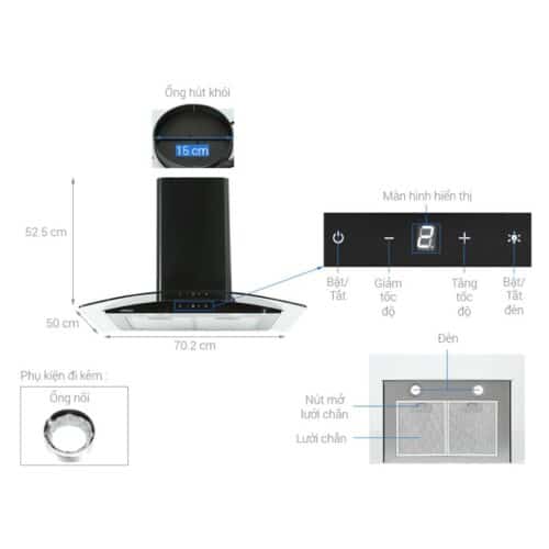 Thông số Máy hút mùi Hafele HH-WT70A 533.86.807
