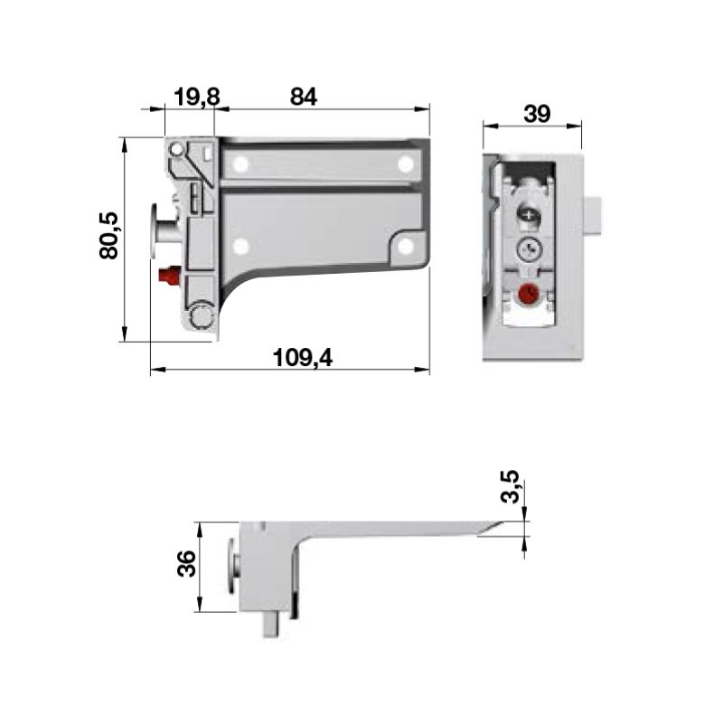 Kích thước bas treo tủ tường bên phải Hafele 290.41.920 Kích thước bas treo tủ tường bên phải Hafele 290.41.920