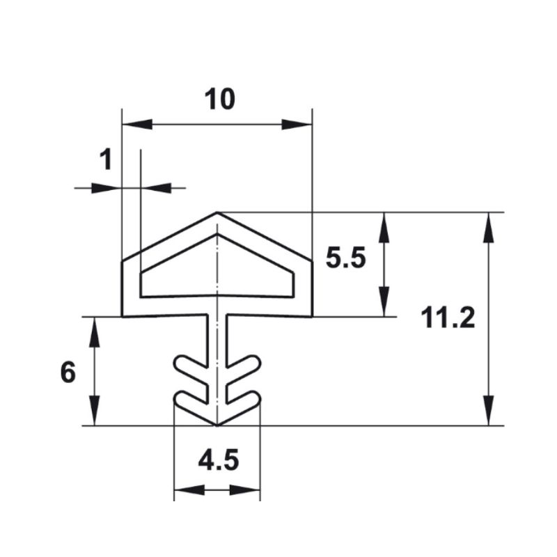 Kích thước đệm khí cho cửa 10mm Hafele 950.51.200 Kích thước đệm khí cho cửa 10mm Hafele 950.51.200