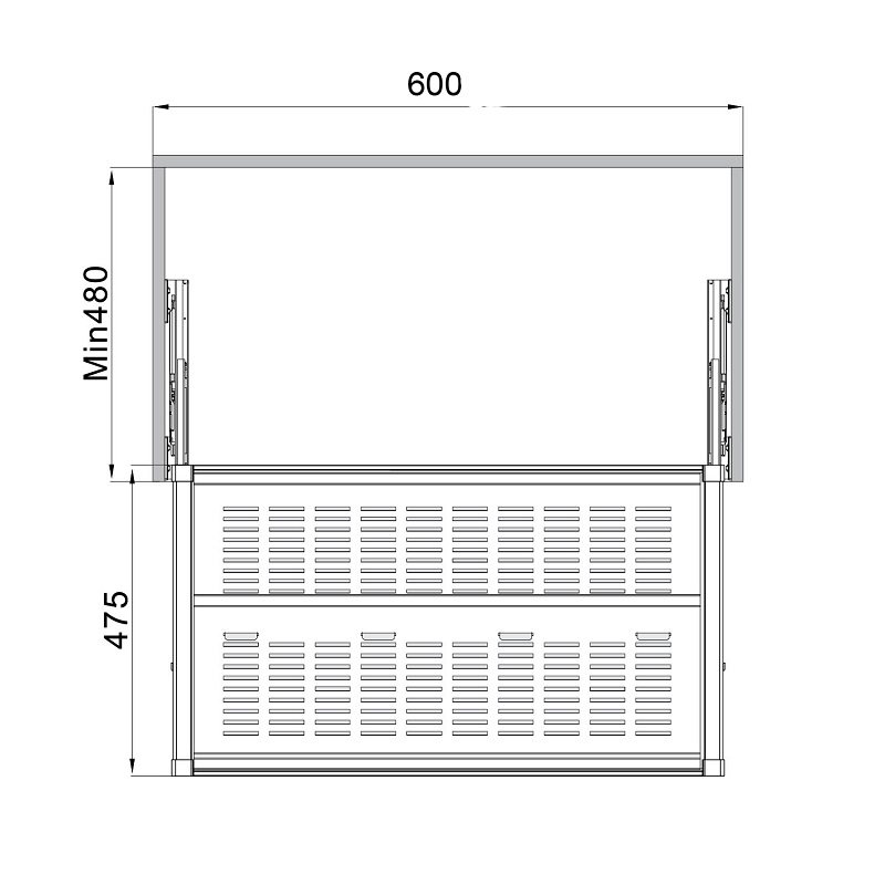 Kích thước Kệ để giày bằng kim loại 600mm Hafele 807.95.161 Kích thước Kệ để giày bằng kim loại 600mm Hafele 807.95.161