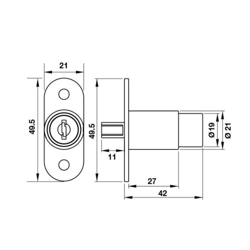 Kích thước khóa Push DIY Hafele 482.01.112