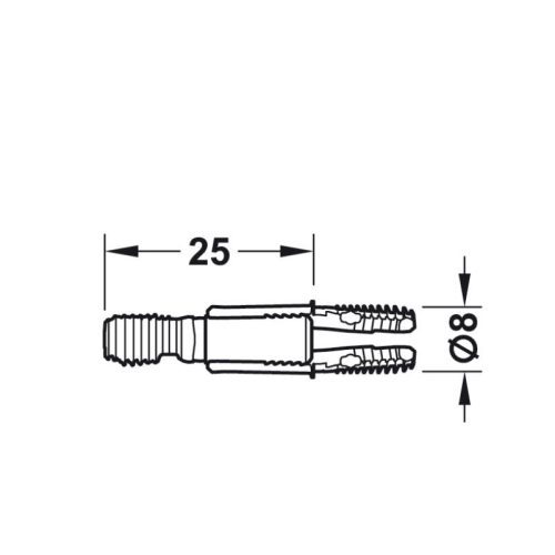 Kích thước phụ kiện kết nối Ixconnect SC 8/25 Hafele 262.11.111