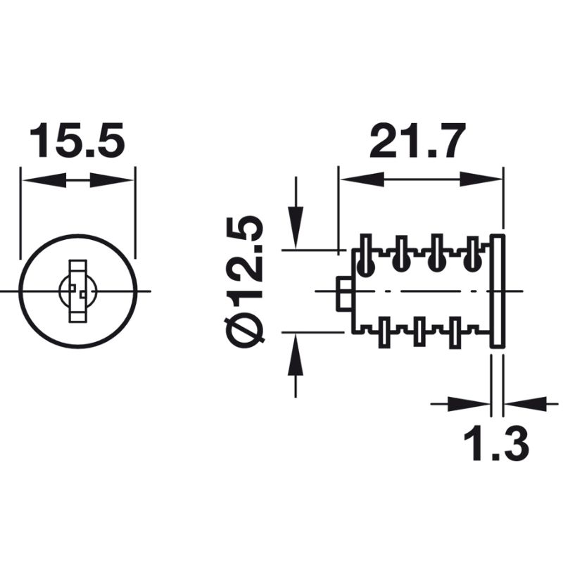 Kích thước ruột khóa Symo chìa riêng Hafele 210.40.600 Kích thước ruột khóa Symo chìa riêng Hafele 210.40.600