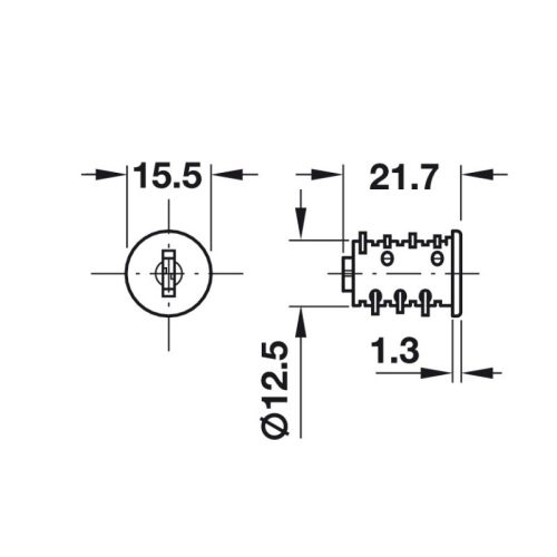 Ruột khóa tủ SYMO 3000 Hafele 210.41.612 4 Kích thước ruột khóa tủ SYMO 3000 Hafele 210.41.612