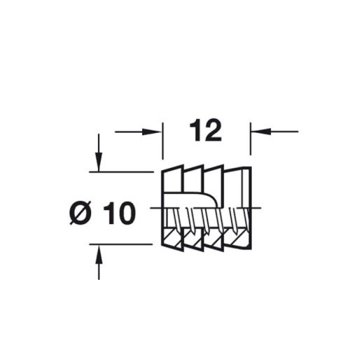 Kích thước tắc kê dán keo 12mm Hafele 039.32.050