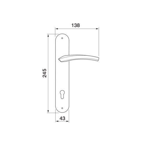 Tay nắm gạt mở phải C/C 72mm Hafele 901.79.057 3 Kích thước tay nắm gạt mở phải C/C 72mm Hafele 901.79.057