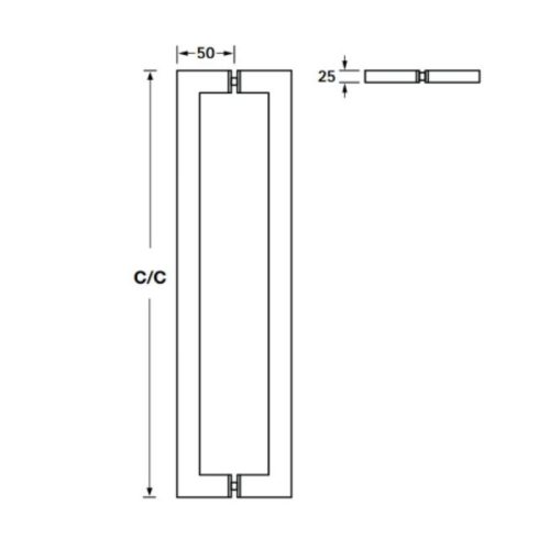 Tay nắm kéo vuông 1100mm Hafele 903.08.507 4 Kích thước tay nắm kéo vuông 1100mm Hafele 903.08.507