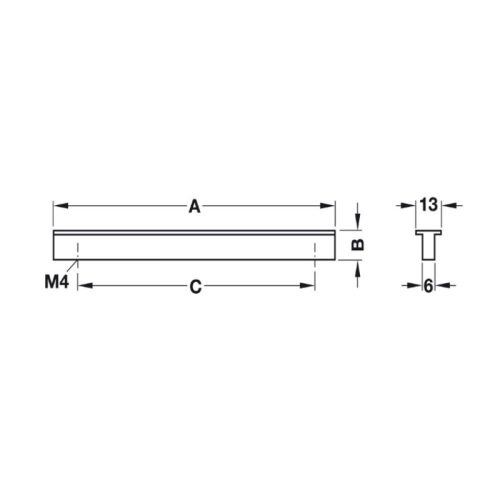 Kích thước tay nắm nhôm 80 mm Hafele 107.24.900