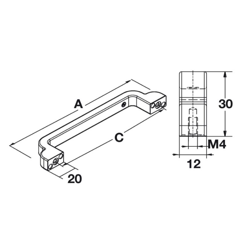 Kích thước tay nắm tủ H1530 dài 148mm Hafele 106.61.143 Kích thước tay nắm tủ H1530 dài 148mm Hafele 106.61.143
