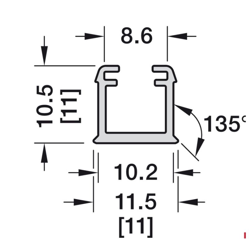 Kích thước thanh dẫn đèn lắp âm Hafele 833.72.898 Kích thước thanh dẫn đèn lắp âm Hafele 833.72.898
