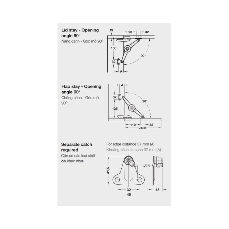 Thiết kế của bộ tay nâng Hafele Duo Standard 373.66.612 Thiết kế của bộ tay nâng Hafele Duo Standard 373.66.612