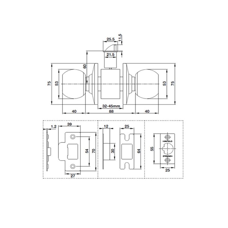 Thiết kế của khóa tay nắm tròn cửa đi Hafele 489.93.132 Thiết kế của khóa tay nắm tròn cửa đi Hafele 489.93.132