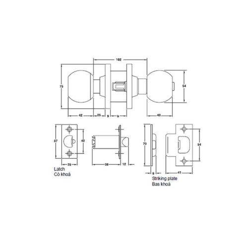 Khóa tay nắm tròn cửa WC loại lớn Hafele 911.64.246 5 Thiết kế của khóa tay nắm tròn cửa WC loại lớn Hafele 911.64.246