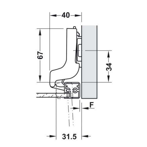 Kích thước lắp bản Lề Metalla SM 110º Lọt Lòng Hafele 315.26.712