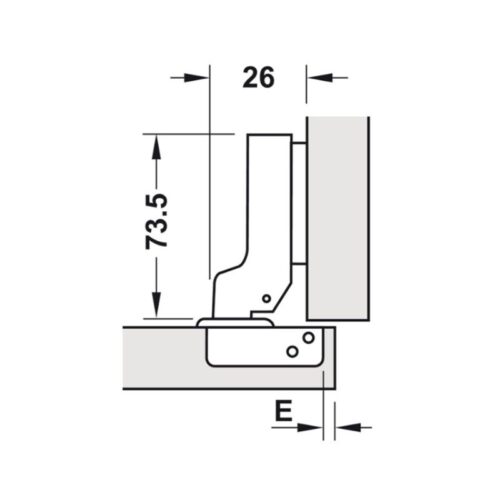Kích thước bản lề trùm nửa Metalla SM 110° giảm chấn Hafele 315.11.751