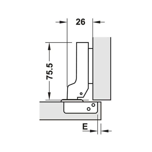 Kích thước bản lề trùm nửa Metalla SM 110º DIY Hafele 483.01.721