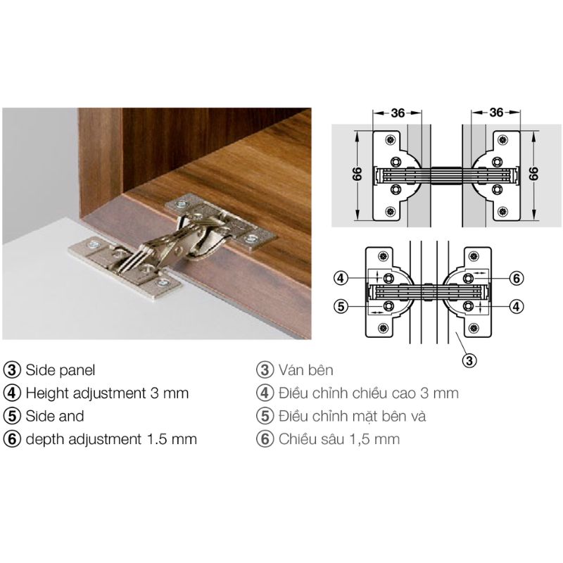 Ảnh bản lề cửa lật Mitred GS góc mở 95º Hafele 325.02.702 Ảnh bản lề cửa lật Mitred GS góc mở 95º Hafele 325.02.702