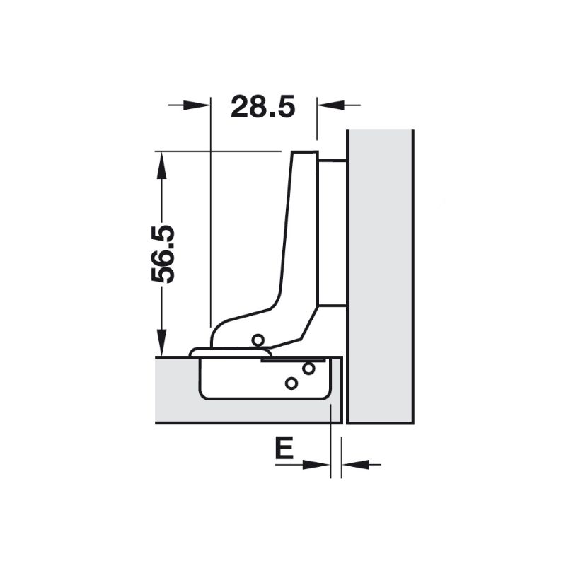 Kích thước bản lề lọt lòng Metalla A 95º Hafele 311.81.503 Kích thước bản lề lọt lòng Metalla A 95º Hafele 311.81.503