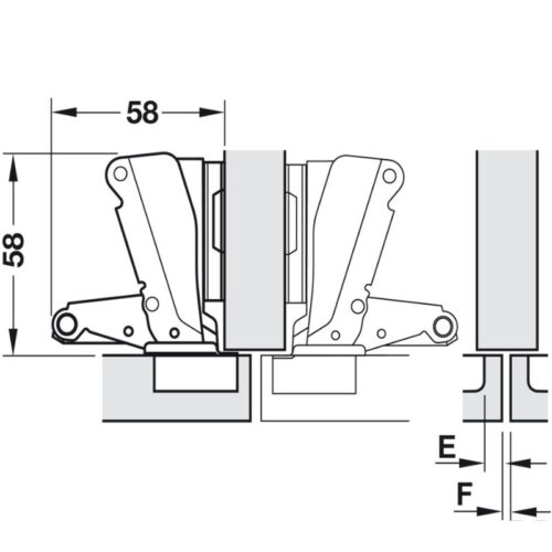 Kích thước bản lề Metalla A 165° trùm nửa Hafele 311.93.502