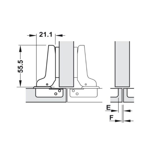 Bản lề trùm nửa Metalla A 110° không giảm chấn Hafele 311.01.078 3 Kích thước bản lề trùm nửa Metalla A 110° không giảm chấn Hafele 311.01.078