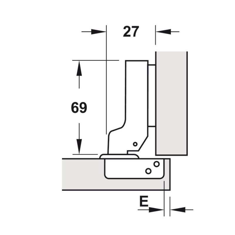 Kích thước bản lề trùm nửa Metalla SM 95º Hafele 315.08.851 Kích thước bản lề trùm nửa Metalla SM 95º Hafele 315.08.851