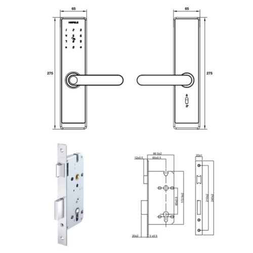 Khóa điện tử Hafele Alpha AL2501B 499.21.232 4 kich thuoc khoa dien tu hafele alpha al2501b 499 21 232