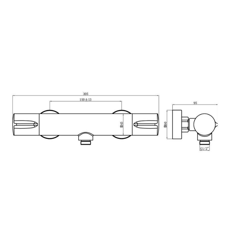Bộ trộn điều nhiệt 1 đường nước Hafele 589.15.009 Bộ trộn điều nhiệt 1 đường nước Hafele 589.15.009