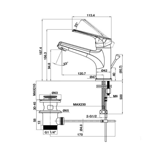 Vòi trộn lavabo Vigor 90 có bộ xả kéo Hafele 589.15.180 3 Vòi trộn lavabo Vigor 90 có bộ xả kéo Hafele 589.15.180