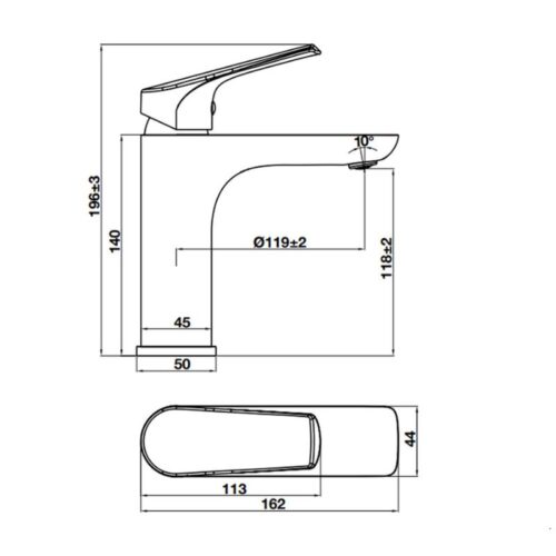 Vòi trộn lavabo Vigor II 118 Hafele 589.15.182 4 Vòi trộn lavabo Vigor II 118 Hafele 589.15.182