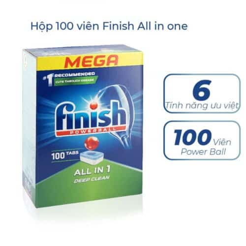 Viên rửa bát Finish All In One 100 viên 3 Tính năng Viên rửa bát Finish All In One 100 viên