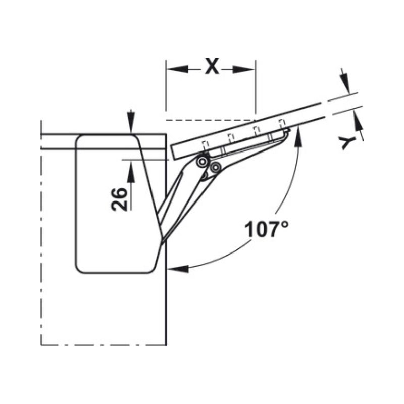 Thiết kế của Bộ tay nâng FREE FLAP 1.7 Hafele 493.05.820 nắp trắng Thiết kế của Bộ tay nâng FREE FLAP 1.7 Hafele 493.05.820 nắp trắng