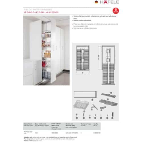 Bộ rổ kéo lớn Milan Hafele 548.93.133 4 Cấu tạo bộ rổ kéo lớn Milan Hafele 548.93.133