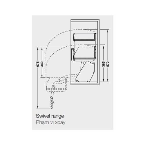 Kệ nâng hạ cho tủ bếp rộng 600mm, 2 khay, Hafele 504.68.923 6 Kích thước kệ nâng hạ cho tủ bếp rộng 600mm, 2 khay, Hafele 504.68.923