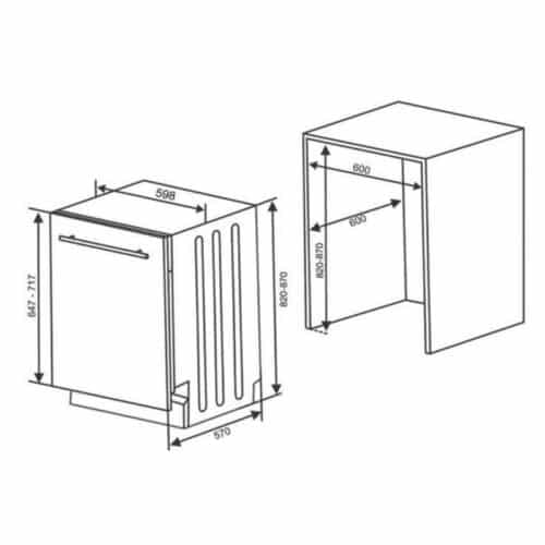 Máy rửa bát Hafele HDW-FI60A 533.23.260 4 Kích thước máy rửa bát Hafele HDW-FI60A 533.23.260
