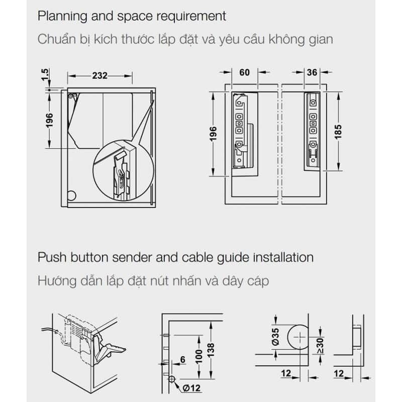 Lắp đặt bộ tay nâng FREE FLAP 3.15 E Hafele 372.29.702 nắp trắng Lắp đặt bộ tay nâng FREE FLAP 3.15 E Hafele 372.29.702 nắp trắng