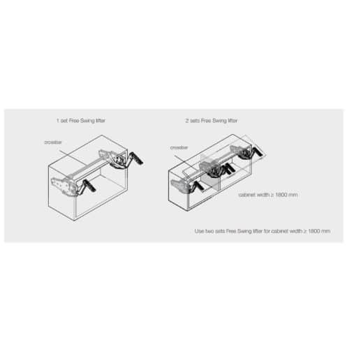 Lắp đặt bộ tay nâng FREE SWING Hafele 493.05.760, trắng