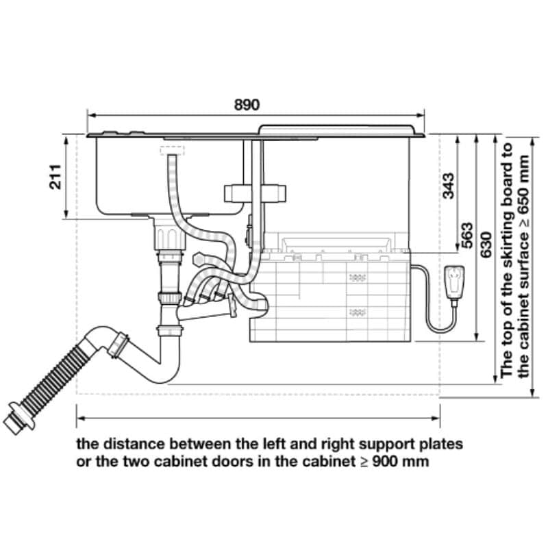 Thông số kỹ thuật của máy rửa bát liền chậu Hafele HDW-SD90A 539.20.530 Thông số kỹ thuật của máy rửa bát liền chậu Hafele HDW-SD90A 539.20.530