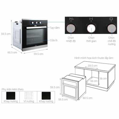 Thông số kỹ thuật lò nướng âm tủ Hafele HO-K60B 534.05.581