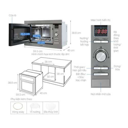 Lò vi sóng kết hợp nướng Hafele HM-B38D 538.31.200 4 Thông số kỹ thuật lò vi sóng kết hợp nướng Hafele HM-B38D 538.31.200