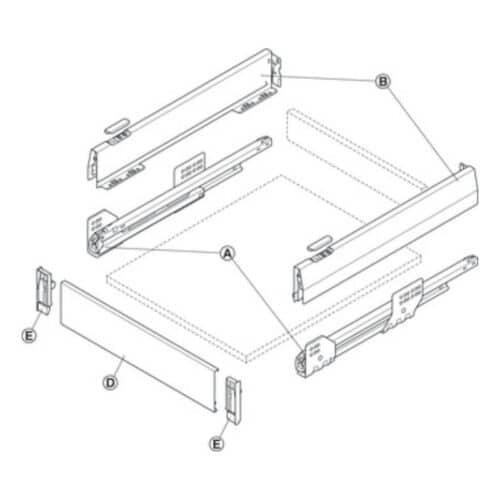 Bộ ngăn kéo Hafele 513.06.785 Matrix Box P35 VIS 16/92/1200/500mm trắng mờ 4 Lắp đặt Bộ ngăn kéo Hafele 513.06.785 Matrix Box P35 VIS 16/92/1200/500mm trắng mờ