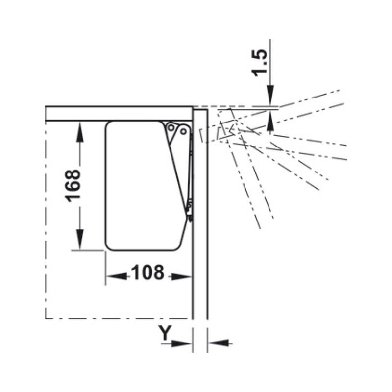Thiết kế của Bộ tay nâng FREE FLAP 1.7 Hafele 493.05.832 nắp xám Thiết kế của Bộ tay nâng FREE FLAP 1.7 Hafele 493.05.832 nắp xám
