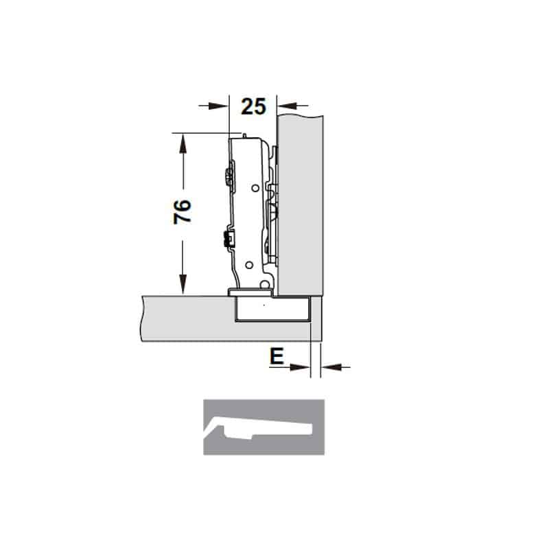 Kích thước của bản lề CUCINA LEGATO 334.00.030 inox 304 Kích thước của bản lề CUCINA LEGATO 334.00.030 inox 304