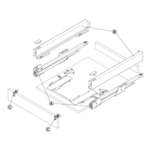 Bộ ngăn kéo Hafele 513.29.715 Matrix Box P35 PTO SC 16/60/1200/500 mm trắng mờ 4 Lắp đặt Bộ ngăn kéo Hafele 513.29.715 Matrix Box P35 PTO SC 16/60/1200/500 mm trắng mờ